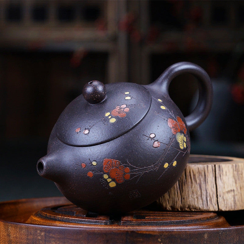 Black Mud Plum Blossom Tea Pot 260ml - TeaCeremonyLife