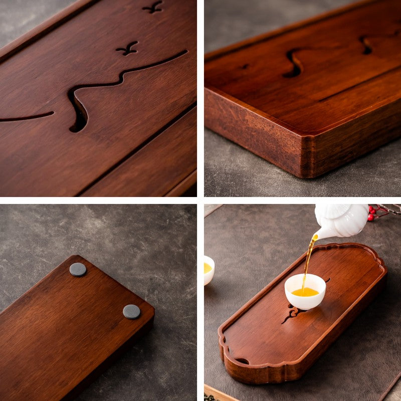 Chinese Wood Tea Tray with Water Storage|Kung Fu Tea Tray - TeaCeremonyLife