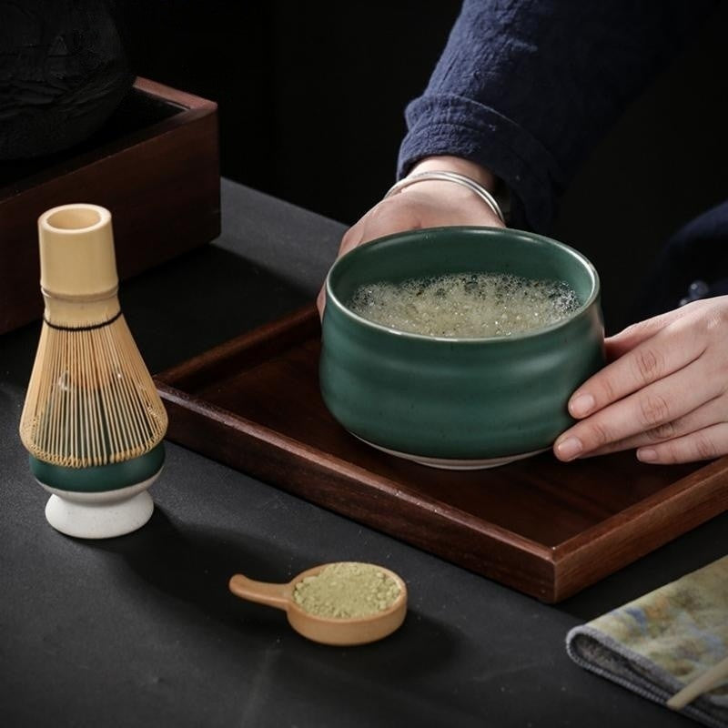 Ceramic Matcha Tea Set With Bamboo Whisk|Japanese Matcha Tea Set - TeaCeremonyLife