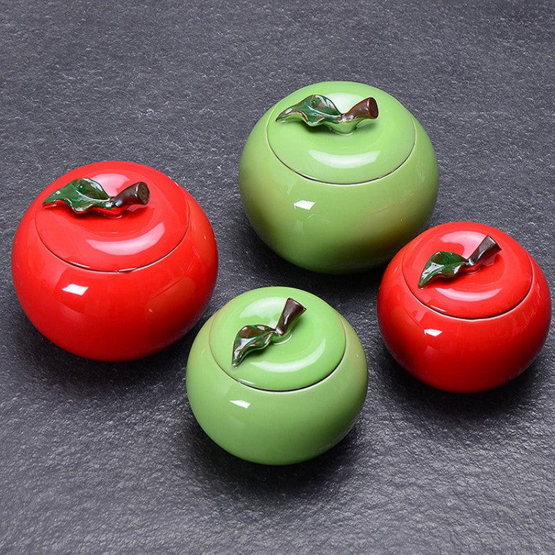 Ceramic Apple Tea Canister|Kitchen Containers