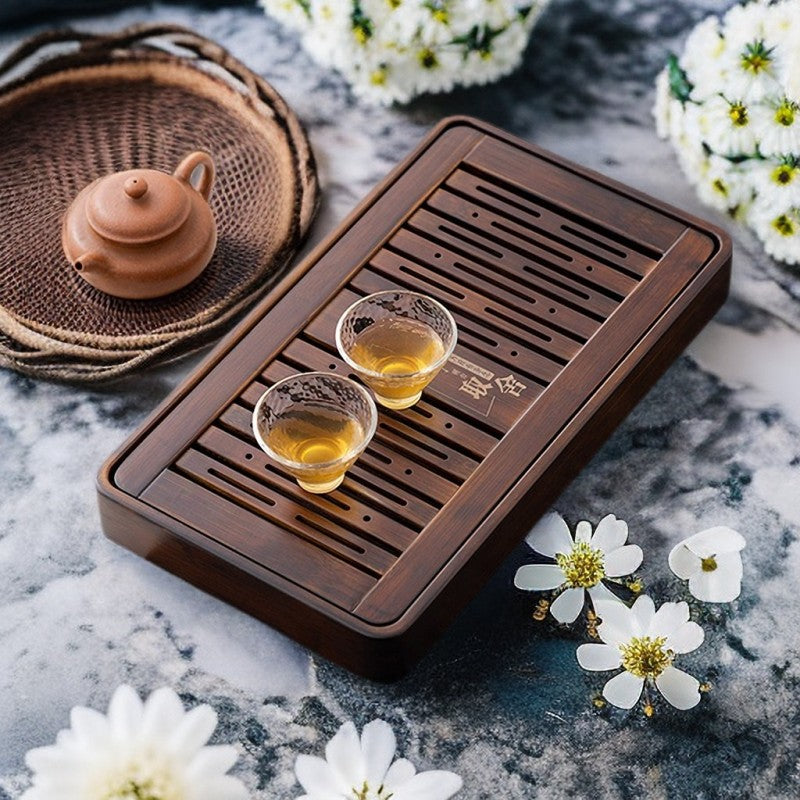 Chinese Bamboo Tea Tray with Drainage|Gong Fu Tea Tray - TeaCeremonyLife