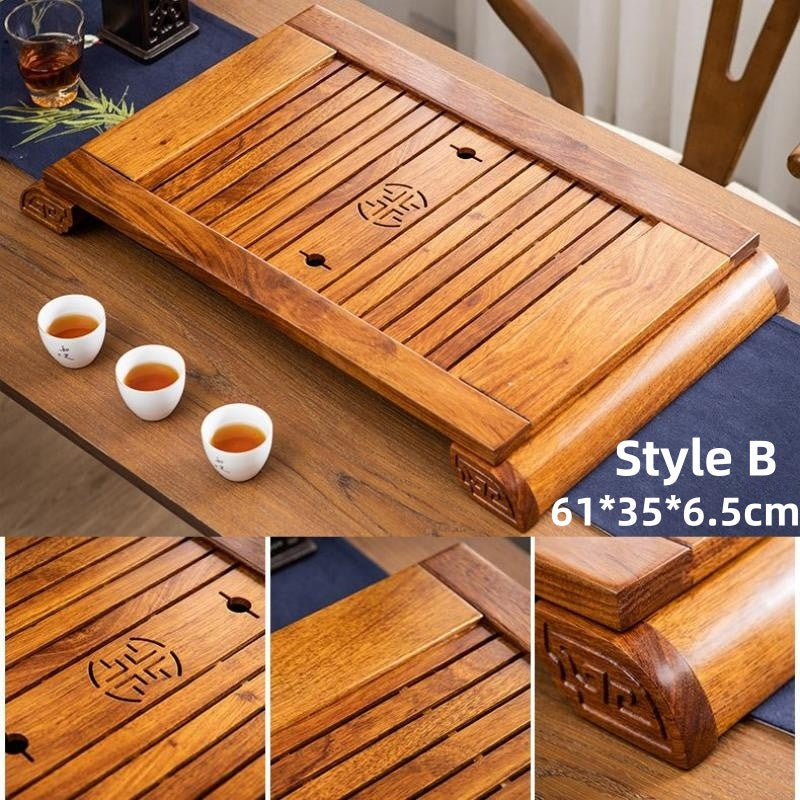 Chinese Pearwood Gong Fu Tea Tray with Drainage - TeaCeremonyLife