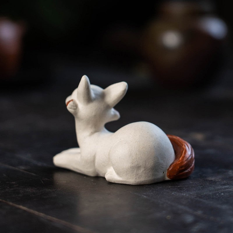 White Mud Tea Pet Spiritual Fox|Home Decor|Tea Accessories - TeaCeremonyLife