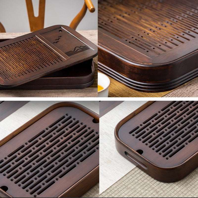 Chinese Wooden Tea Tray|Square Gongfu Tea Tray Water Storage|Kung Fu Tea Tray - TeaCeremonyLife