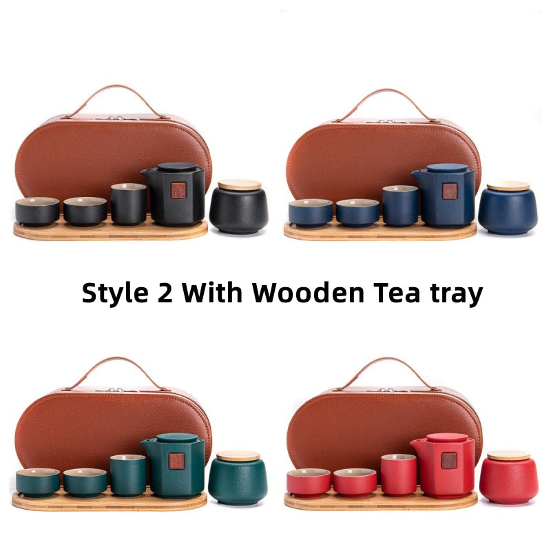 Ceramic Tea pot Set With Tray And Canister|Tea Set With 3Cups - TeaCeremonyLife