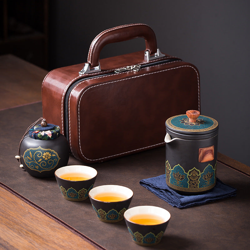 Ceramic Travel Tea Sets|Ceramic Tea Pot Set With 3Cups And Canister - TeaCeremonyLife