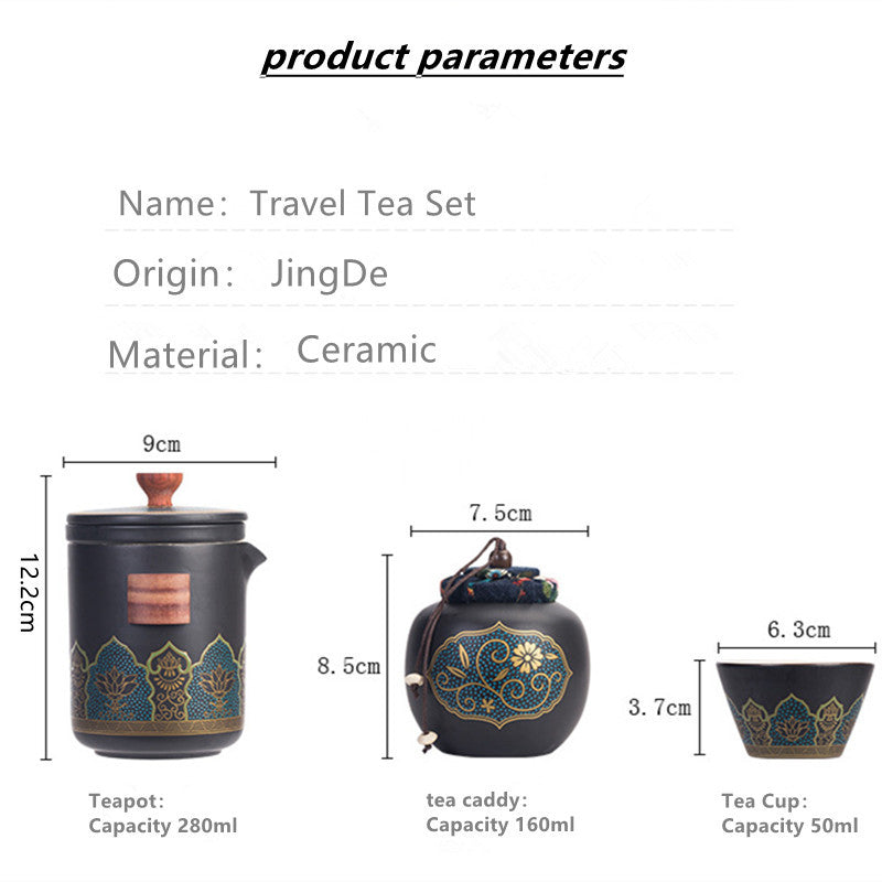 Ceramic Travel Tea Sets|Ceramic Tea Pot Set With 3Cups And Canister - TeaCeremonyLife