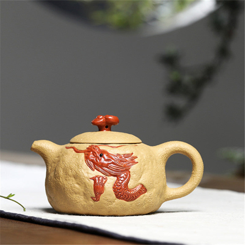 Chinese Yixing Teapot|Yellow Mud Dragon Tea pot 280ml - TeaCeremonyLife