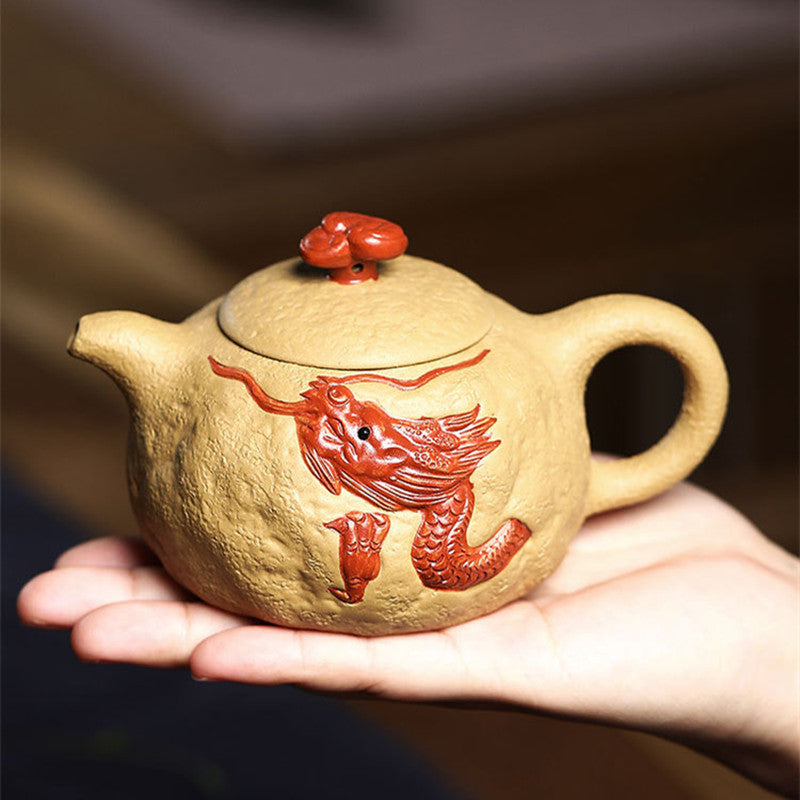 Chinese Yixing Teapot|Yellow Mud Dragon Tea pot 280ml - TeaCeremonyLife