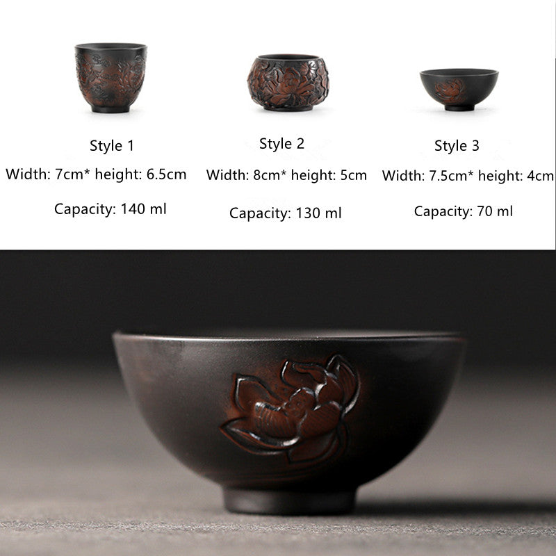 Black Ceramic Espresso Cups|Kung Fu Tea Cup 130ml - TeaCeremonyLife