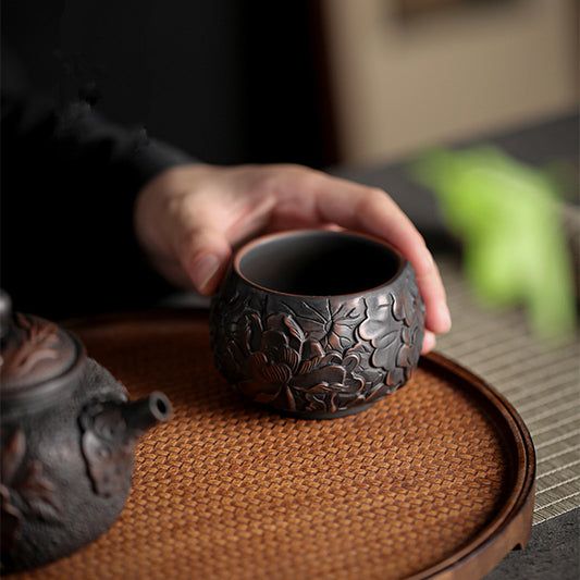 Black Ceramic Espresso Cups|Kung Fu Tea Cup 130ml - TeaCeremonyLife