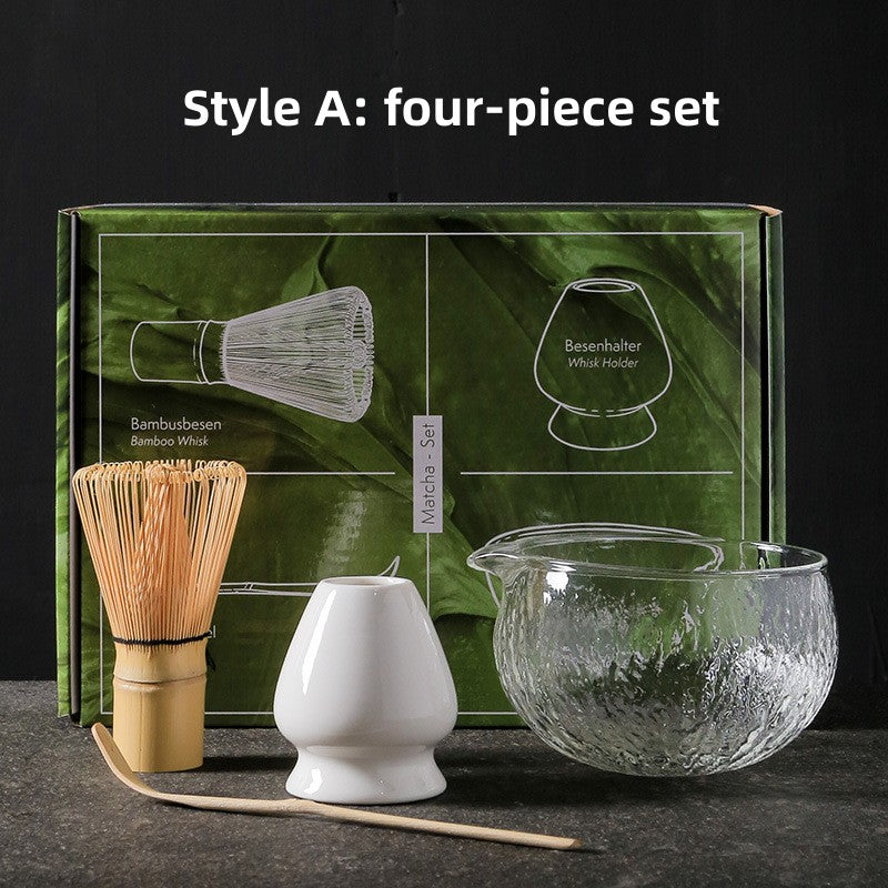 Glass Matcha Set With Bamboo Whisk|Japnese Matcha Tea Set - TeaCeremonyLife