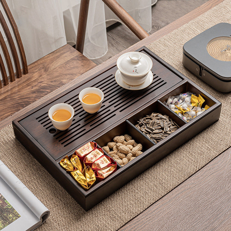 Wood Gong Fu Tea Tray With Storage Compartment - TeaCeremonyLife