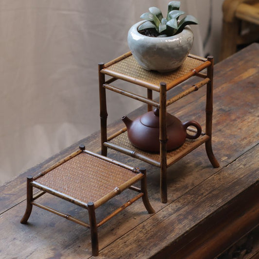 Natural Bamboo Decorative Stand|Tea Cup Organiser|Tea Ceremony Accessories