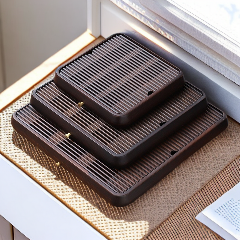 Square Wooden Tea Tray with Drainage|Chinese Gong Fu Tea Tray - TeaCeremonyLife