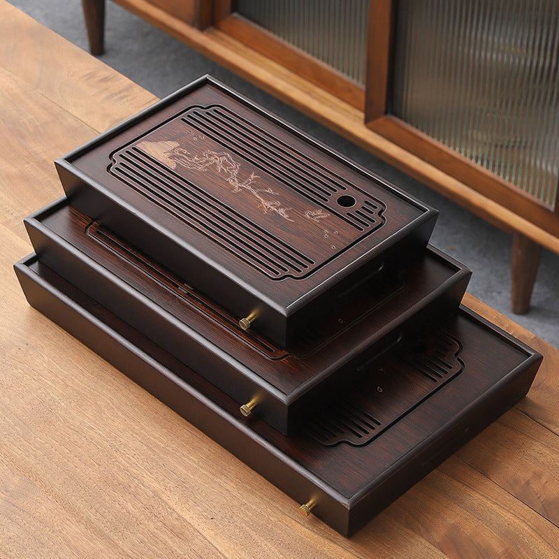 Wood Gong Fu Tea Tray With Drainage|Chinese Kung Fu Tea Tray - TeaCeremonyLife