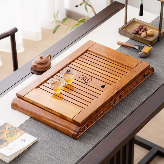 Wood Gong Fu Tea Tray with Drainage|Chinese Tea Tray - TeaCeremonyLife