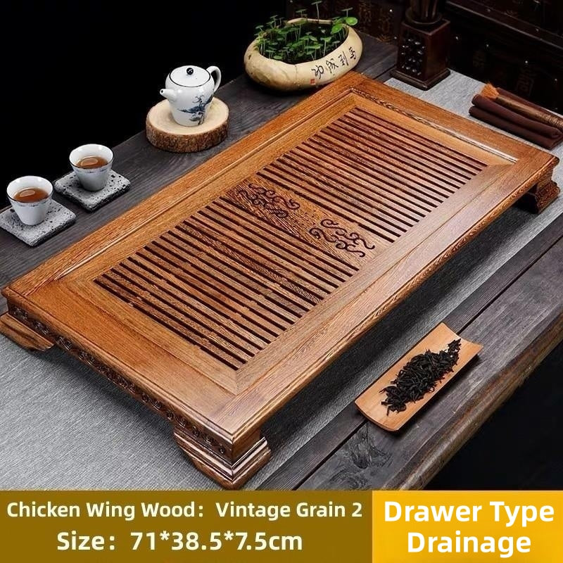 Chinese Tea Ceremony Tea Tray with Drainage|Wood Gong Fu Tea Tray with Water Storage - TeaCeremonyLife