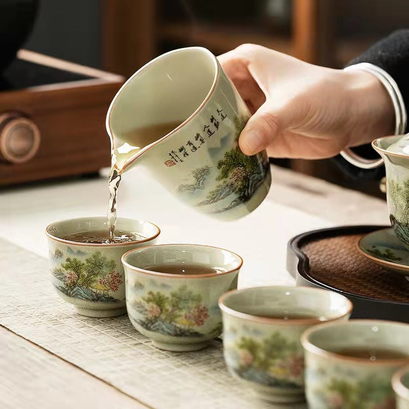 Antique Ru Kiln Gaiwan Tea Set|Kung Fu Tea Set - TeaCeremonyLife