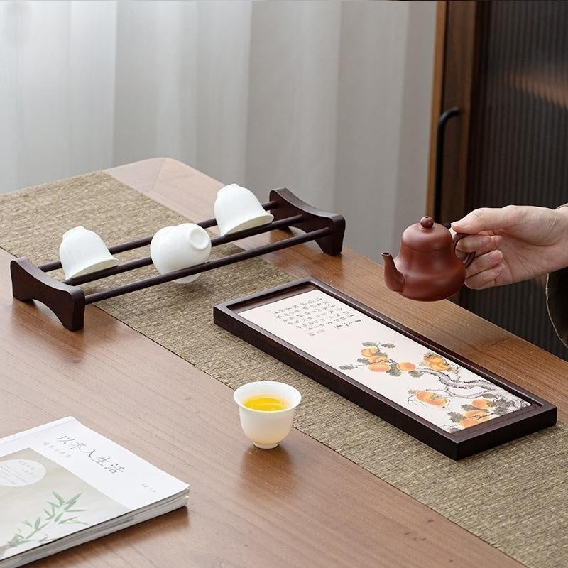 Absorbent Ceramic Tea Tray with Cup Holder|Bamboo Gong Fu Tea Tray - TeaCeremonyLife