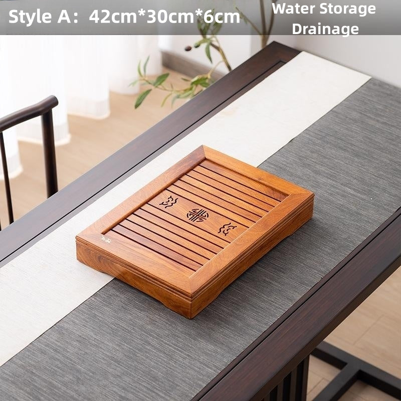 Wood Gong Fu Tea Tray with Drainage|Chinese Tea Tray - TeaCeremonyLife