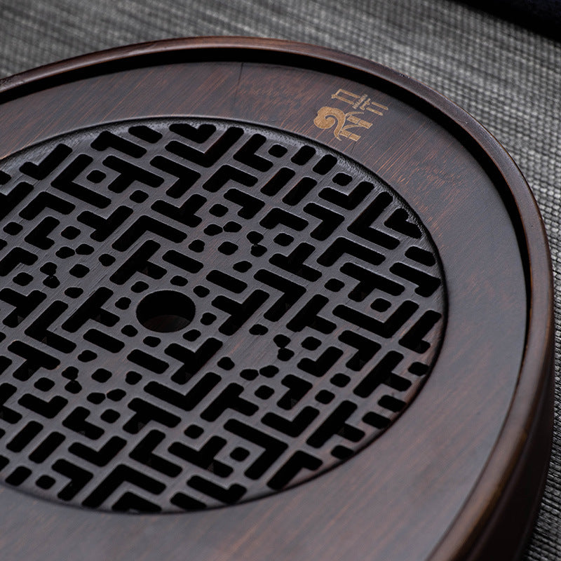 Chinese Oval Wooden Tea Tray with Water Storage - TeaCeremonyLife