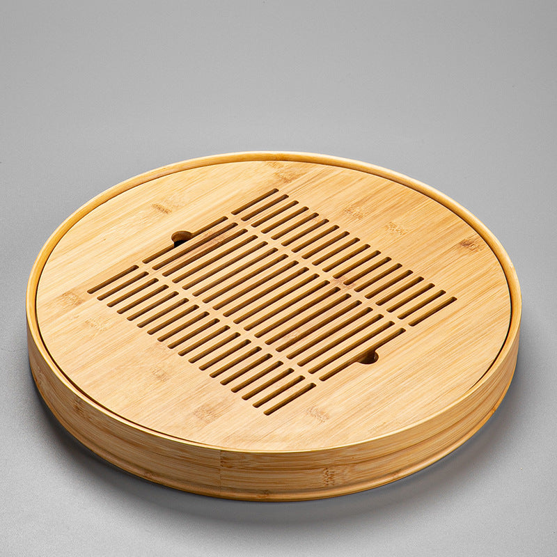 Wood Gong Fu Tea Tray With Water Storage|Round Tea Tray - TeaCeremonyLife