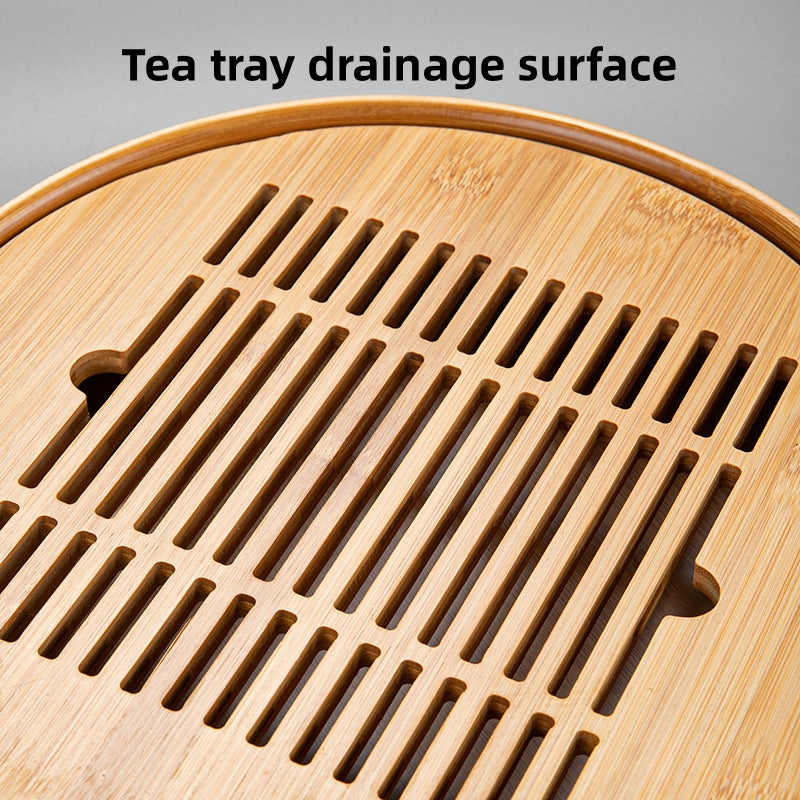 Wood Gong Fu Tea Tray With Water Storage|Round Tea Tray - TeaCeremonyLife