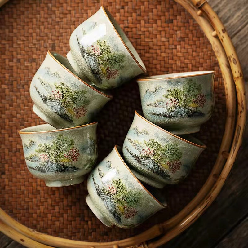 Antique Ru Kiln Gaiwan Tea Set|Kung Fu Tea Set - TeaCeremonyLife