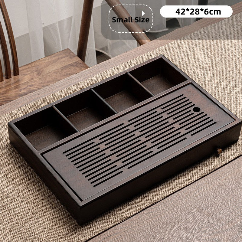 Wood Gong Fu Tea Tray With Storage Compartment - TeaCeremonyLife