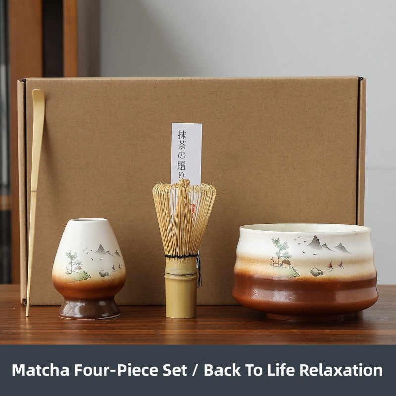 Ceramic Matcha Sets with Bamboo Whisk|Japanese Matcha Tea Set - TeaCeremonyLife