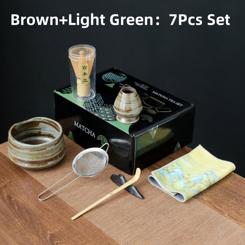 Ceamic Matcha Tea Set with Bamboo Whisk|Japanese Tea Set