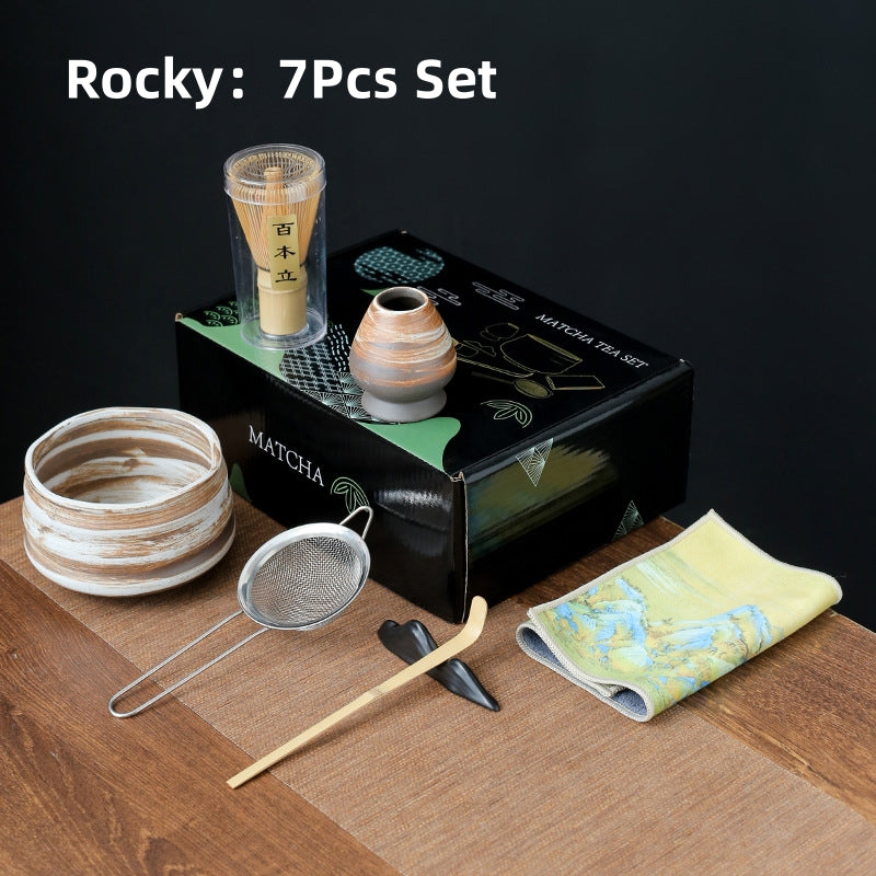 Ceamic Matcha Tea Set with Bamboo Whisk|Japanese Tea Set