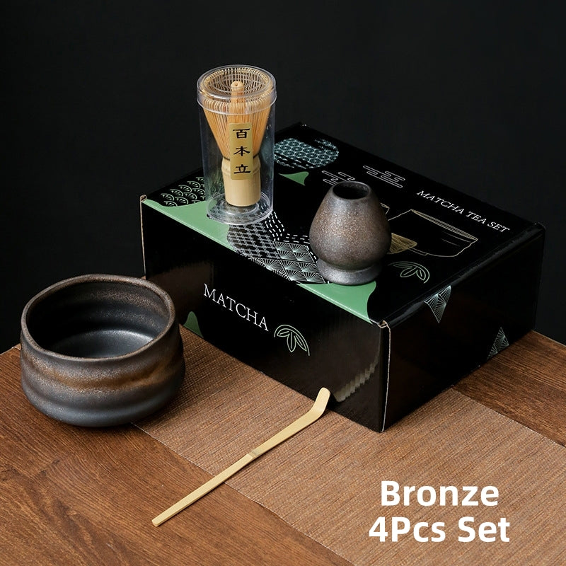 Ceamic Matcha Tea Set with Bamboo Whisk|Japanese Tea Set - TeaCeremonyLife