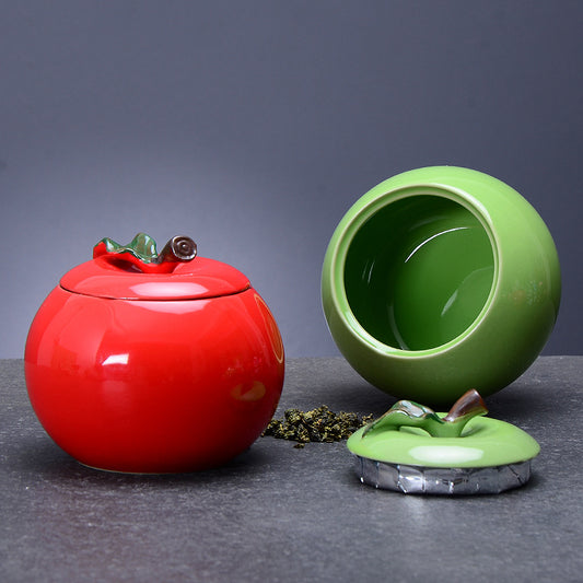 Ceramic Apple Tea Canister|Kitchen Containers