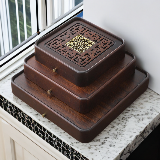 Chinese Bamboo Square Tea Tray With Drainage|Gong Fu Tea Tray - TeaCeremonyLife