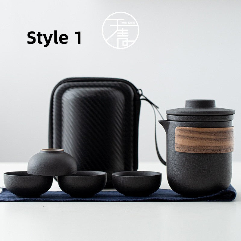 Ceramic And Glass Gaiwan Tea Set With 4 Cups|Travel Tea Set - TeaCeremonyLife